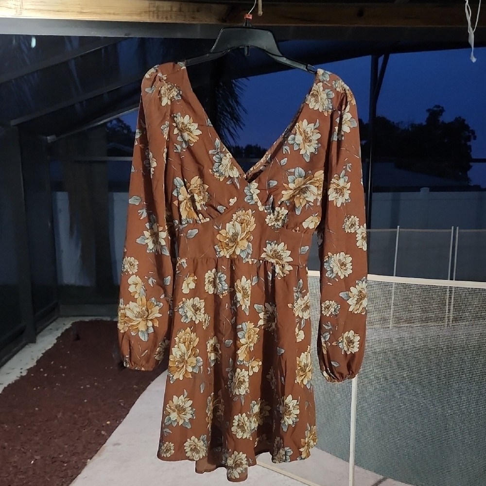 Inspired Hearts Brown Bishop Sleeve Sundress